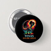 Rex Dinosaur Texas Total Solar Eclipse 2024 Button (Vorne & Hinten)