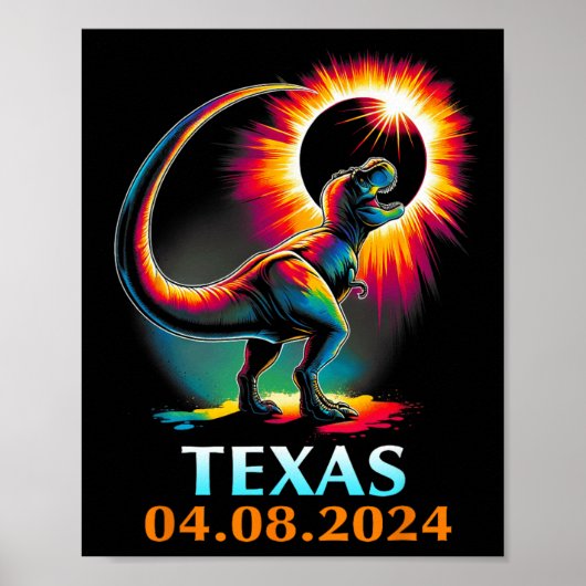 Rex Dinosaur Texas Total Solar Eclipse 2024 Poster (Vorne)