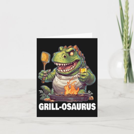 Rex Grillen Dinosaur Funny Vathers Day Grilling Karte (Vorderseite)
