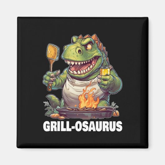 Rex Grillen Dinosaur Funny Vathers Day Grilling Magnet (Vorne)