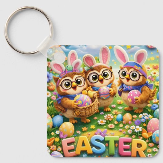 rex hoot keyring easter style schlüsselanhänger (Vorderseite)