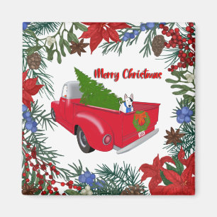 Rex in Vintagem Red Truck Magnet