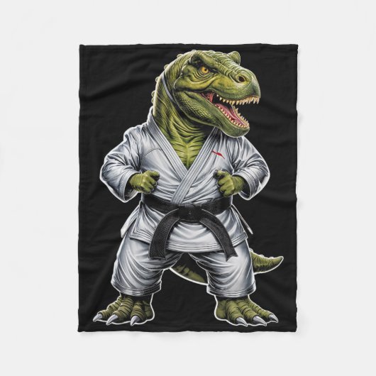 Rex Kampfsport Dinosaurier Karate Jiu-Jitsu Ninja  Fleecedecke (Vorderseite)