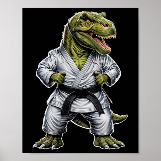 Rex Kampfsport Dinosaurier Karate Jiu-jitsu Ninja  Poster (Vorne)