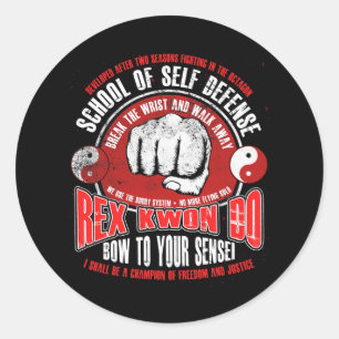 Rex Kwon Do Funny Karate Martial Arts Retro Runder Aufkleber