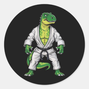 Rex Martial Arts Dinosaur Jiu-Jitsu BJJ Karate  Runder Aufkleber