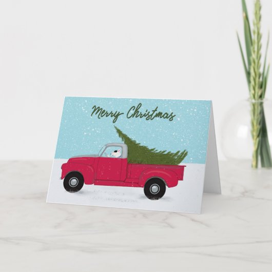 Rex Red Truck Weihnachtskarte Karte (Vorderseite)