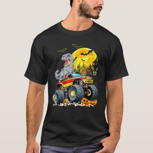 Rex Saurus Riding Monster Truck Happy Halloween 2 T-Shirt (Vorderseite)