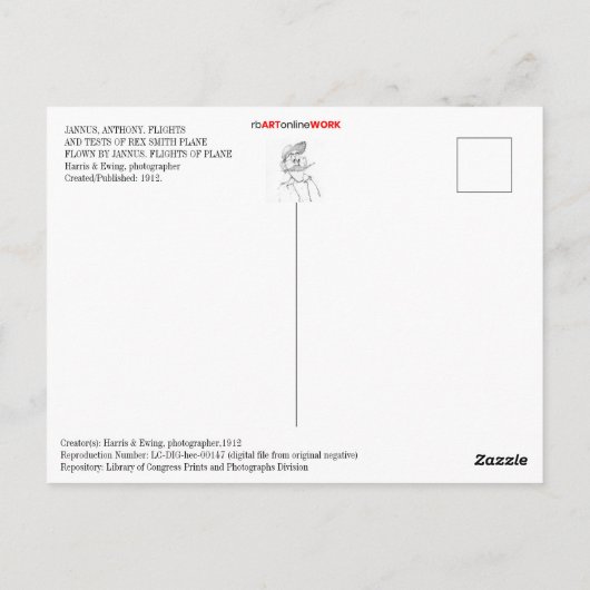 REX SMITH FLUGZEUG POSTKARTE (Rückseite)