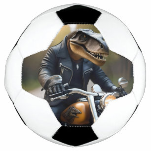 Rex: T-Rex in Leathers auf einem Motorrad, Fußball