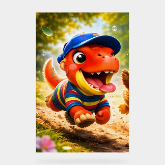 Rex, the dinosaur playtime fun vibrant vertical nu acrylschild (Vorderseite)