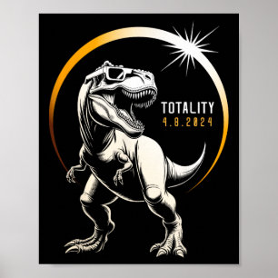 Rex Total Solar Eclipse 2024 Dinosaurier 8. April Poster