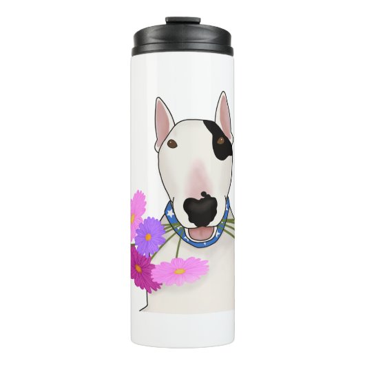 Rex TV Terrier Rex mit Blume Tumbler Thermosbecher (Vorderseite)