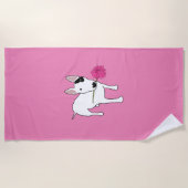 Rex und Blume rosa Strandtuch (Vorderseite)