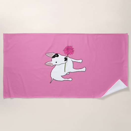 Rex und Blume rosa Strandtuch (Vorderseite)