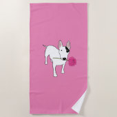 Rex und Blume rosa Strandtuch (Vorderseite)