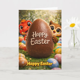 Rex und Eule frohe Ostern riesiges Schokoladenei g Karte