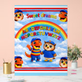 Rex und Hoot ABC Regenbogen-Klassenzimmer Premium  Acrylschild (Hochzeit)