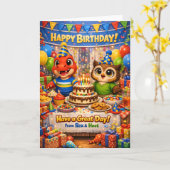 Rex und Hoot Geburtstagskarte Karte (Gelbe Blume)
