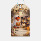 Rex und Uhu Halloween-Geist-Dinosaurier, in dem Eu Geschenkanhänger (Rückseite)