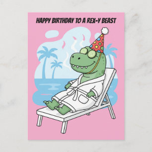 Rex-y-Beast-Spa-Tag-Geburtstagsdinosaurier Postkarte