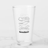 "Rexcellence" T. rex Dinosaur Skull und Crossbones Glas (Rückseite)