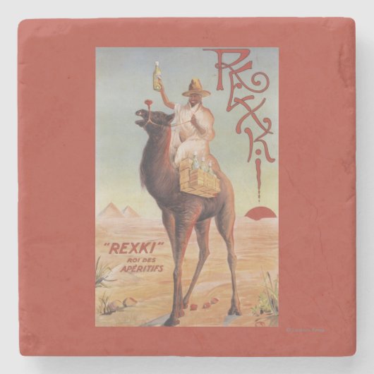 Rexki - König vor der Abendessen-Liköre Steinuntersetzer (Vorderseite)