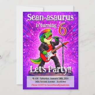 Rexy die Rockstar-Kindergeburtstagseinladung Einladung