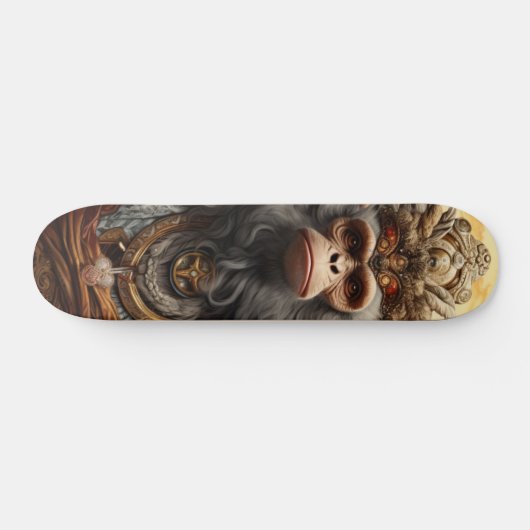 Rey Mono Chino con Mirada Seria Decisiva Skateboard (Horizontal)
