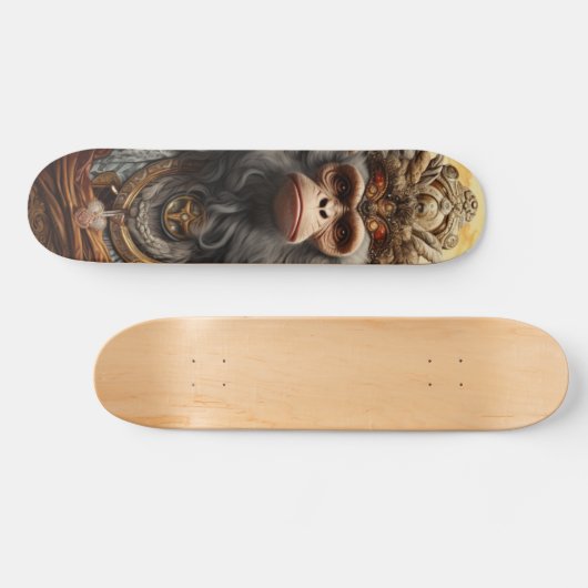 Rey Mono Chino con Mirada Seria Decisiva Skateboard (Horizontal)