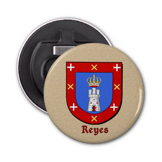 Reyes Heraldic Arms on Parchstyle Style Back Flaschenöffner (Vorderseite)