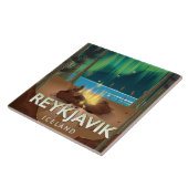 Reykjavik Camping Vintage Travel Poster Fliese (Seite)