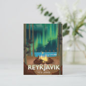Reykjavik Camping Vintage Travel Poster Postkarte (Stehend Vorderseite)