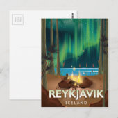 Reykjavik Camping Vintage Travel Poster Postkarte (Vorne/Hinten)