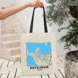 Reykjavik, Iceland City Map Tote Bag Tragetasche