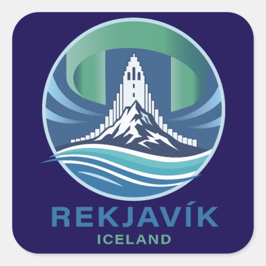 Reykjavik Iceland Europe Quadratischer Aufkleber (Vorderseite)