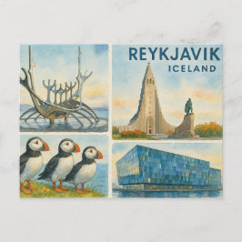 Reykjavik Iceland multiview  Feiertagspostkarte