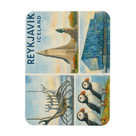 Reykjavik Iceland multiview  Magnet (Vertikal)