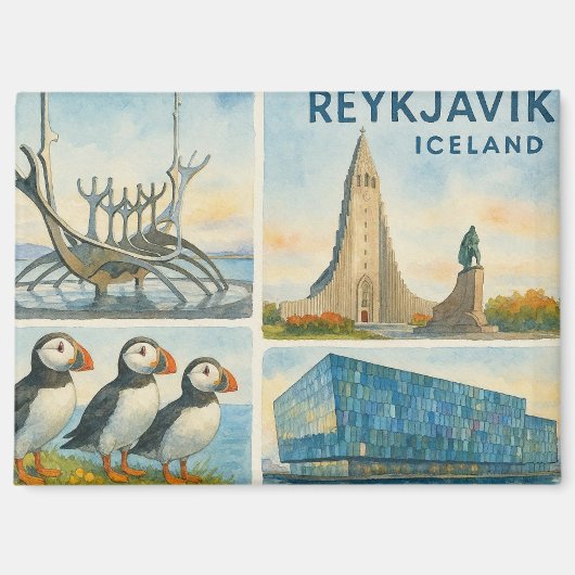 Reykjavik Iceland multiview  Magnet (Vorderseite)