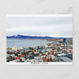 Reykjavik Iceland Rooftop Mountains Postcard Postkarte