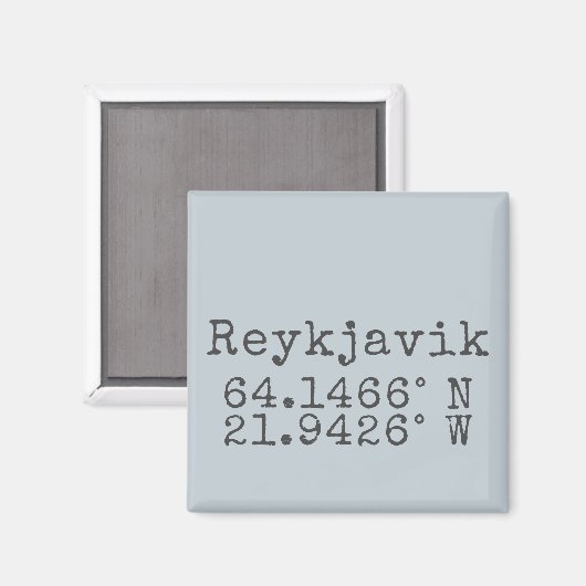 Reykjavik Island Latitude Longitude Magnet (Vorderseite/Rückseite)