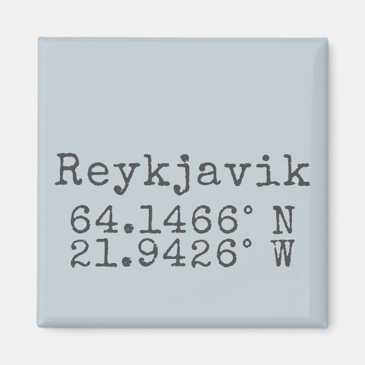 Reykjavik Island Latitude Longitude Magnet (Vorne)