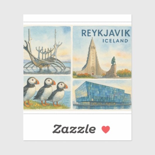 Reykjavik Island Multiview Aufkleber (Blatt)