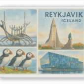Reykjavik Island Multiview Aufkleber (Vorderseite)