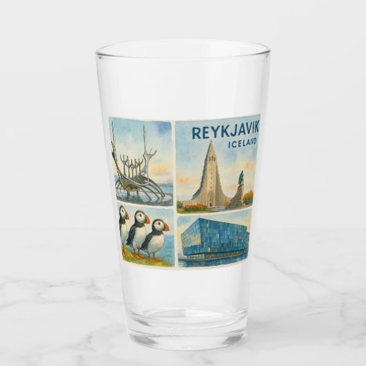 Reykjavik Island Multiview  Glas (Vorderseite)