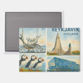 Reykjavik Island Multiview Magnet (Vorderseite/Rückseite)