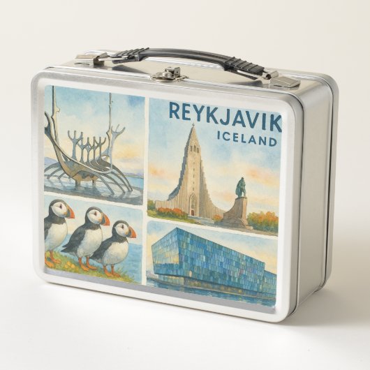 Reykjavik Island Multiview Metall Brotdose (Vorderseite)