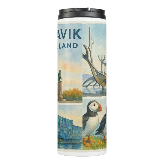 Reykjavik Island Multiview Thermosbecher (Rückseite)
