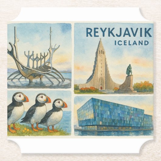 Reykjavik Island Multiview  Untersetzer (Vorderseite)