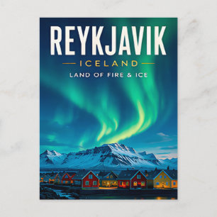 ❄️ Reykjavik Island Nordlichter Wohndekoration 🌌 Postkarte